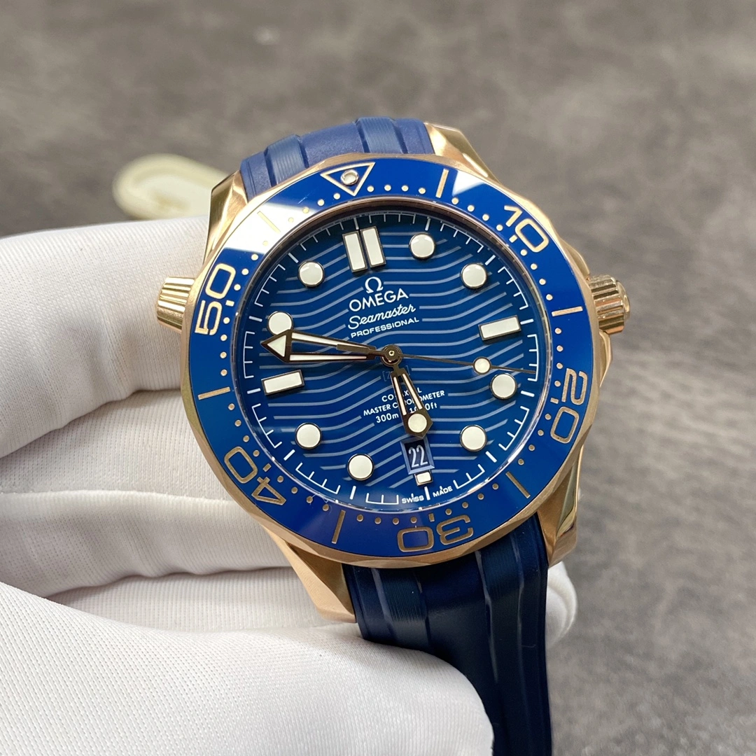 CBD Factory Omega Seamaster Diver 300M 42mm 18K Sedna Gold Blue Wave Dial Blue Ceramic Bezel (210.62.42.20.03.001) 1:1 Super Clone – DD8800 Movement Comfortable 276
